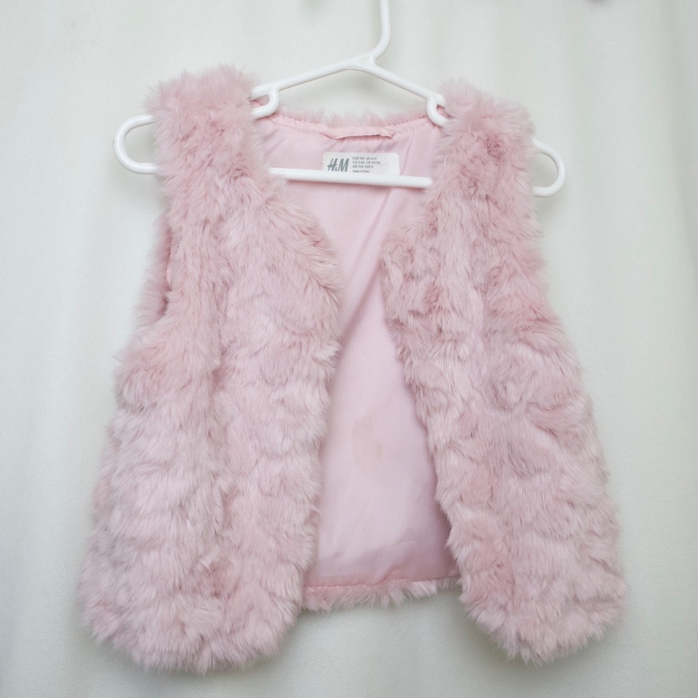 H&M Faux Fur Vest (Soft Pink) 3- 4Y - Picture 1 of 7